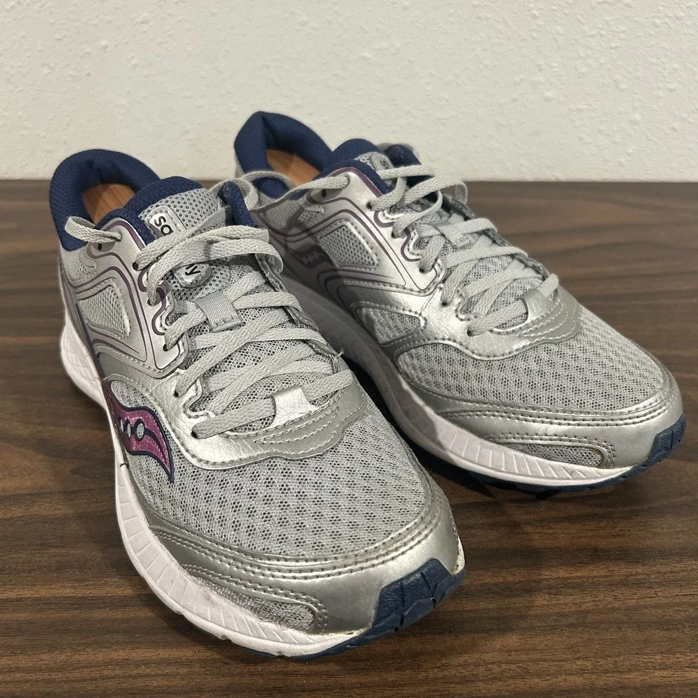 Saucony Womens Cohesion 12 S10471-2 Grey Purple Running Shoes Sneakers Size 8.5
